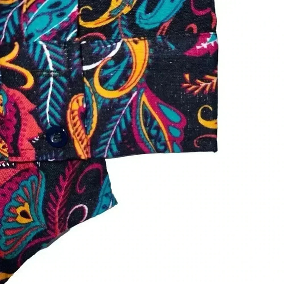 COOFANDY paisley top size M NWT 4 button style cotton/hemp - Picture 2 of 7
